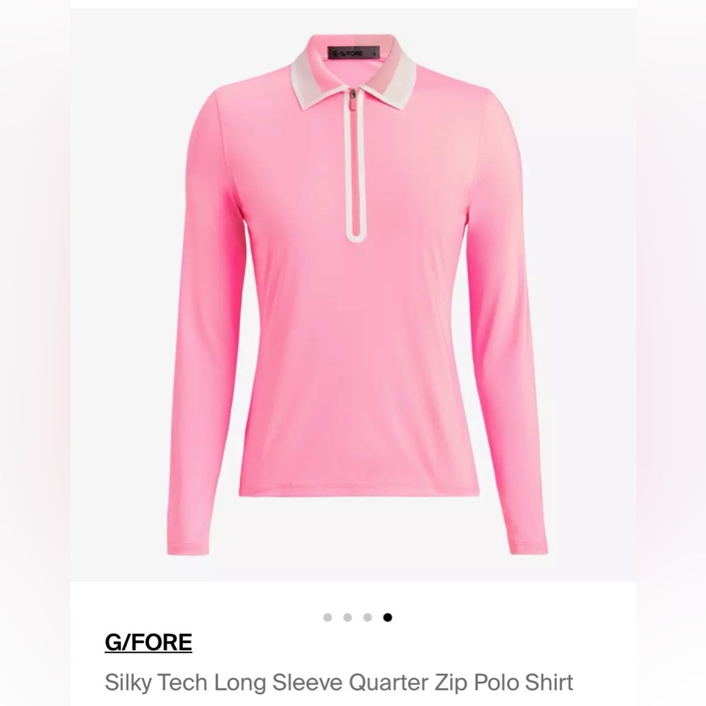G/FORE Pink Long-Sleeve Quarter-Zip Polo with White Trim